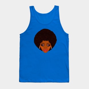 Classic Afro and Purple Smokey Eyes (Royal Blue Background) Tank Top